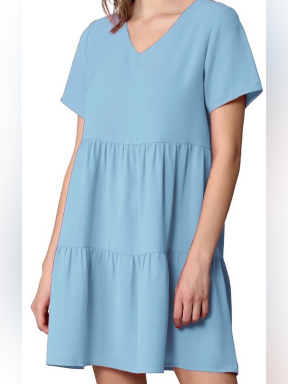 Women’s Short Sleeve V Neck Tiered Dress